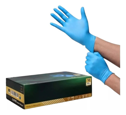 Guantes De Nitrilo Libre De Latex Sin Polvo 100pz Talla M