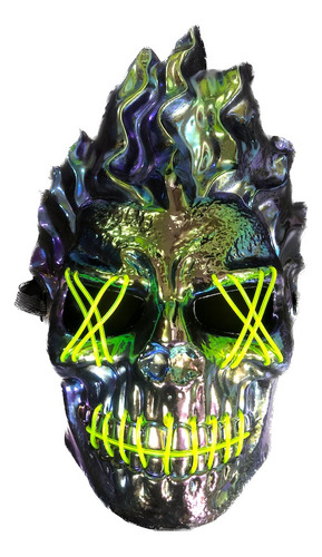 Mascara Led Calavera Tornasol Verde Halloween