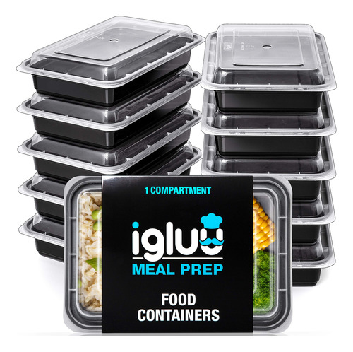 Igluu Meal Prep Contenedores [10] 1 Compartimento Con Tapas 