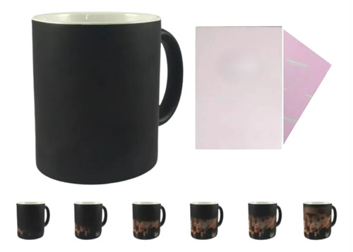 Taza Mágica Negra Mate Tlp Sublimación 36 De 11oz + Papel A4