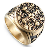 Anillo Amuleto Rey Salomón Dorado Acero Inoxidable Abundanci