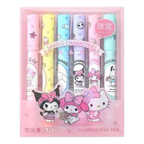 Plumones Destacadores Sanrio Friends My Melody Kitty Kuromi Color Del Trazo Rosa,celeste,lila,amarillo,verde,rosa