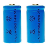 Pack 2 Baterías Pilas Recargables Cr123a 16340 1300mah 3.7v