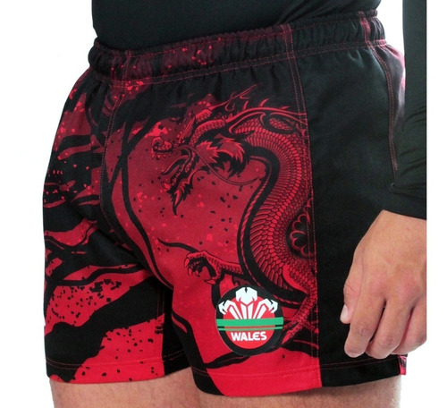 Short De Rugby Niños Tela Resistente Gales Rojo 2023  