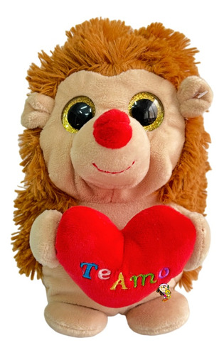 Erizo De Peluche Con Corazón Te Amo Ojos Brillosos Suave 