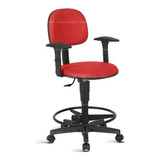Cadeira Caixa Alta Secretaria Braco Rodízios Rce Vermelho