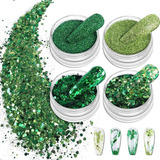 ~? Allstarry Nail Glitter 4 Colors Shamrock Green Holographi