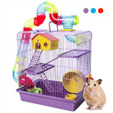 Gaiola Hamster 3 Andares Tubo Super Luxo Cor Lilás Jel Plast