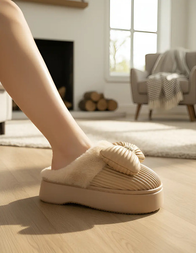 Pantufla De Dama Moño Grande Fashion Cosida Comodas Suaves