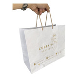 Bolsa Papel Kraft Blanca Personalizada 100 Pz 14x30+25 Envío