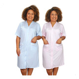 Kit 2 Robe Camisola Botão Na Frente Idosa Hospitalar Plus 