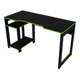 Mesa Gamer 136x75x60 Cm Preto/verde Tecnomobili