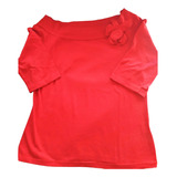 Portsaid Remera Blusa Top Mujer Elastiz Remeron Flor L Rojo