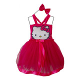 Vestido De Hello Kitty Disfraz Con Tul Talles 4 Al 12