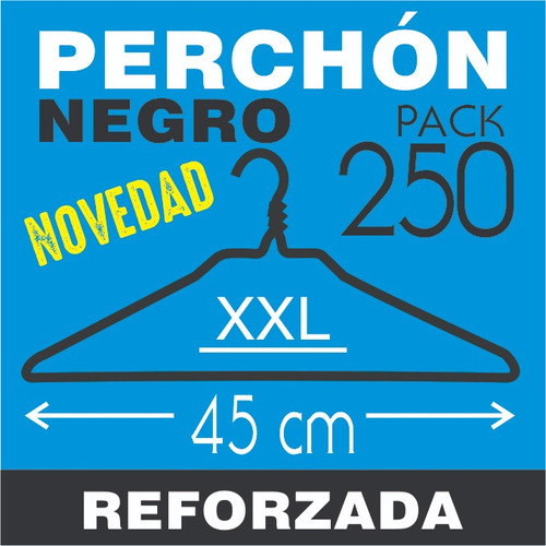 Perchas De Alambre - Perchón X250 Reforzada - Color Negro
