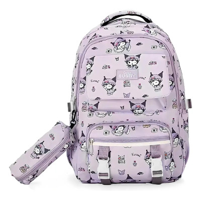 Mochila Escolar TS Violeta Kuromi Nailon 14.5L con Estampado y Compartimento Laptop | MercadoLibre