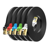 Busohe Cat7 - Cable Ethernet Plano (5 Unidades), Multi Color