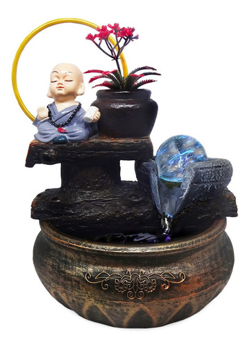 Fonte De Água Decorativa Monge 1 Cascata Decoração Feng Shui