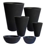 Kit 6 Vasos Luxo Decor Planta Casa Jardim Com Bacias+pratos