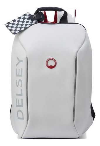 Mochila Portan. 14 Imperm. Eco Delsey Securain F1 Collection Color Blanco Diseño De La Tela Securain F1 Colection