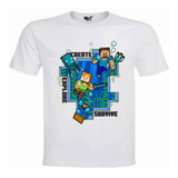 Poleras Minecraft Create, Explore, Survive, 100%algodón