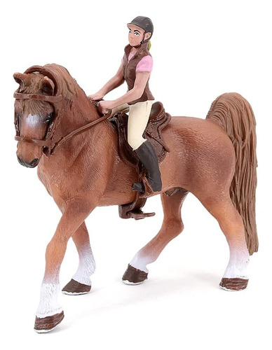 Simulação Em Miniatura De Figura De Animal Brown Horsewoman