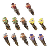 12 Piezas Artificiales Mini Pájaros Flor Hecha A Acortar