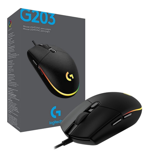 Mouse Gamer Logitech G203 Rgb Lightsync 8000 Dpi 6 Botones