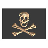 Quadro Entalhado Em Madeira - Jolly Roger - Caveira - Pirata