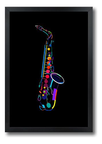 Quadro Saxofone Sax Saxophone Com Moldura A1 84 X 60 Cm B