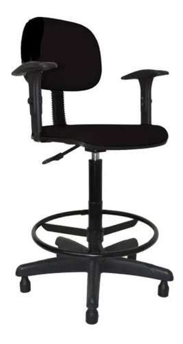 Cadeira De Escritório Renaflex Caixa Alta Con Braços  Preta Com Estofado De Tecido Jserrano