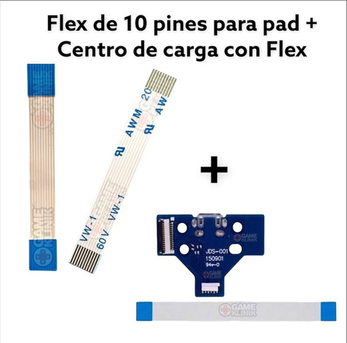 Centro De Carga Ps4 + Flex Jds / Jdm 001 + Flex 10 Pines Pad