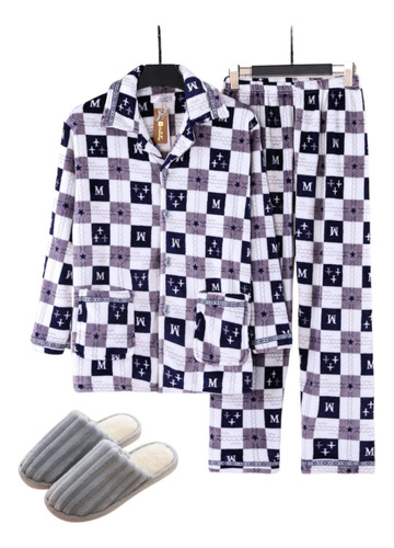 Pijama Conjunto Forro Polar + Pantuflas Día Del Padre