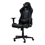 Cadeira De Escritório Racer X Rush Gamer Ergonômica  Preta Com Estofado De Couro Sintético