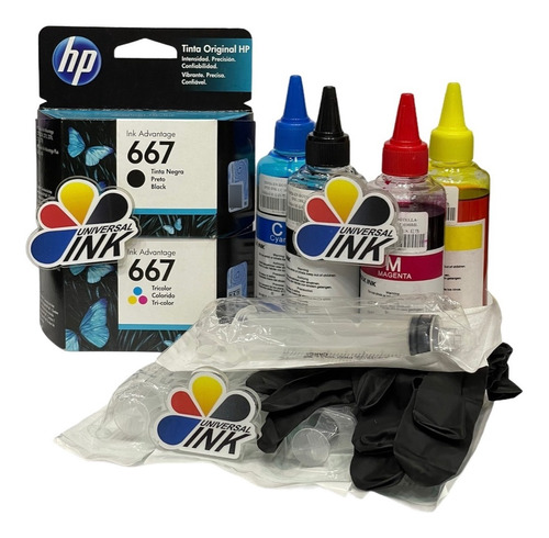 Cartuchos Hp 667 Negro Y Color Originales + Kit De Recarga