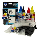 Cartuchos Hp 667 Negro Y Color Originales + Kit De Recarga