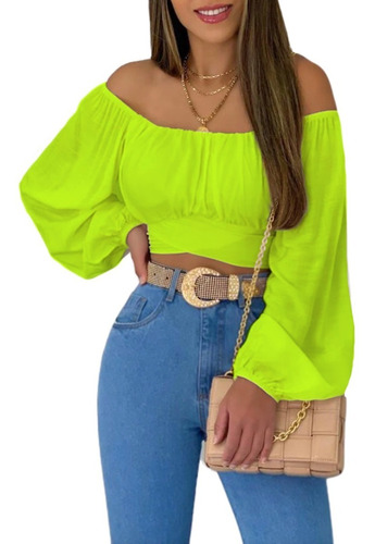 Blusa Crop Top Campesina Sexy De Moda Casual Para Dama