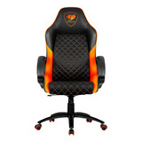 Silla De Escritorio Cougar Fusion Gamer Ergonómica  Negra Y Naranja Con Tapizado De Cuero Sintético