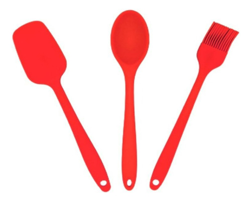 Utensílios Cozinha 3 Peças Silicone Pincel Colher Espatula