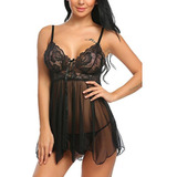 Camisolin Babydoll Encaje Gasa Tul Conjunto Xl Oportunidad!