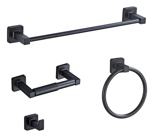 Juego De Accesorios De Baño Negro Mate De 4 Piezas, Juego De