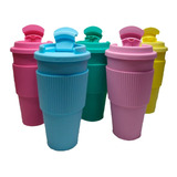 Vaso Térmico Tipo Starbucks Tapa Y Faja 500ml Colores Pastel