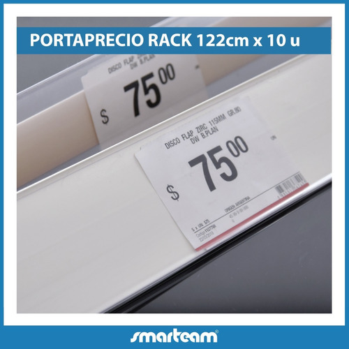 Porta Precio Rack /  80mmx122 Cm / Autoadhesivo / Blanco / Cristal / Pack 10 Unidades / Mercado Envio Gratis