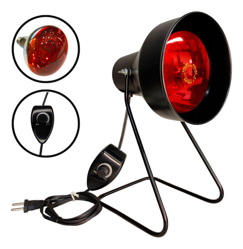 Aparelho Pt Infravermelho Com Dimmer + Lampada 250w Cor Da Cúpula 110v Cor Da Estrutura Preto