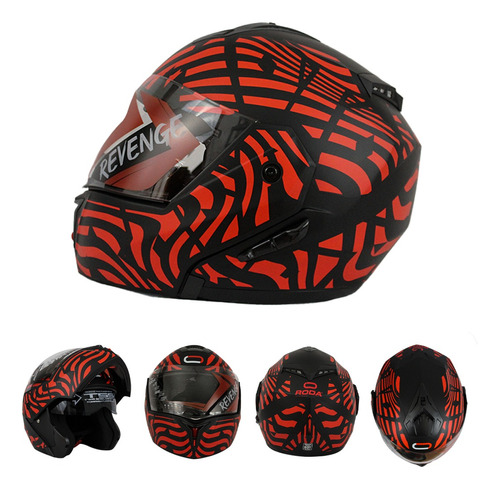 Casco Roda Motociclista Moto Abatible Motoroda Rojo Dot