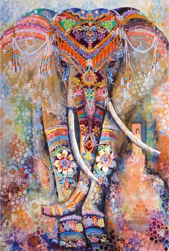 Bordado Pintura Diamante - Elefante Hindú 40x50cm