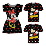 Blusa Pai, Vestido Mãe + Blusa Filho - Mickey Poá Trio