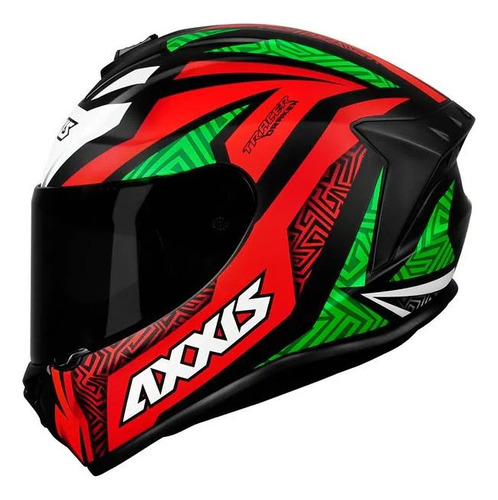 Axxis Capacete Draken Tracer Fosco Preto/vermelho/verde Moto