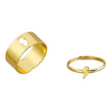 Anillos Compromiso Novios Pareja Rayo Talle Regulable Dorado