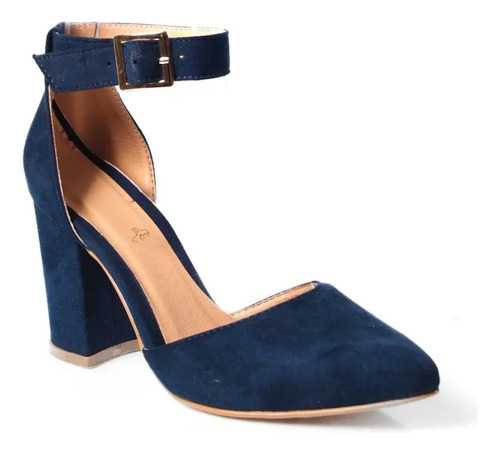 Zapatillas De Tacon Cuadrado De 8 Cm Con Correa Al Tobillo